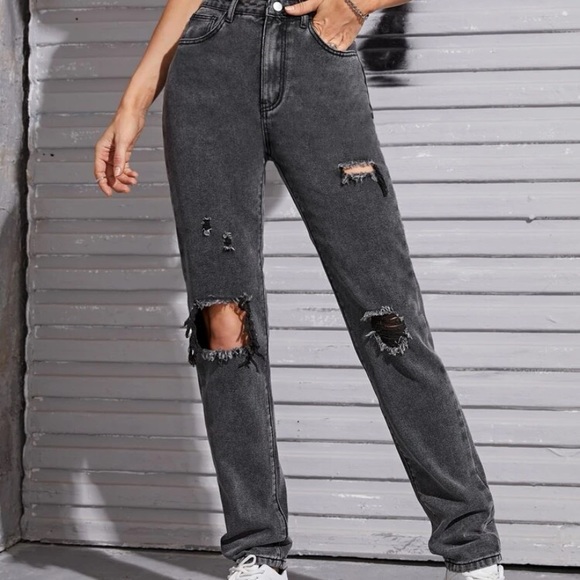 High waist ripped mom jeans - Picture 6 of 8